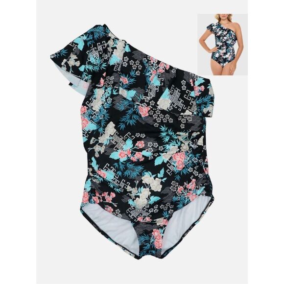 Swim Solutions NWT size 16 one piece swimsuit secret gardens - Picture 4 of 5